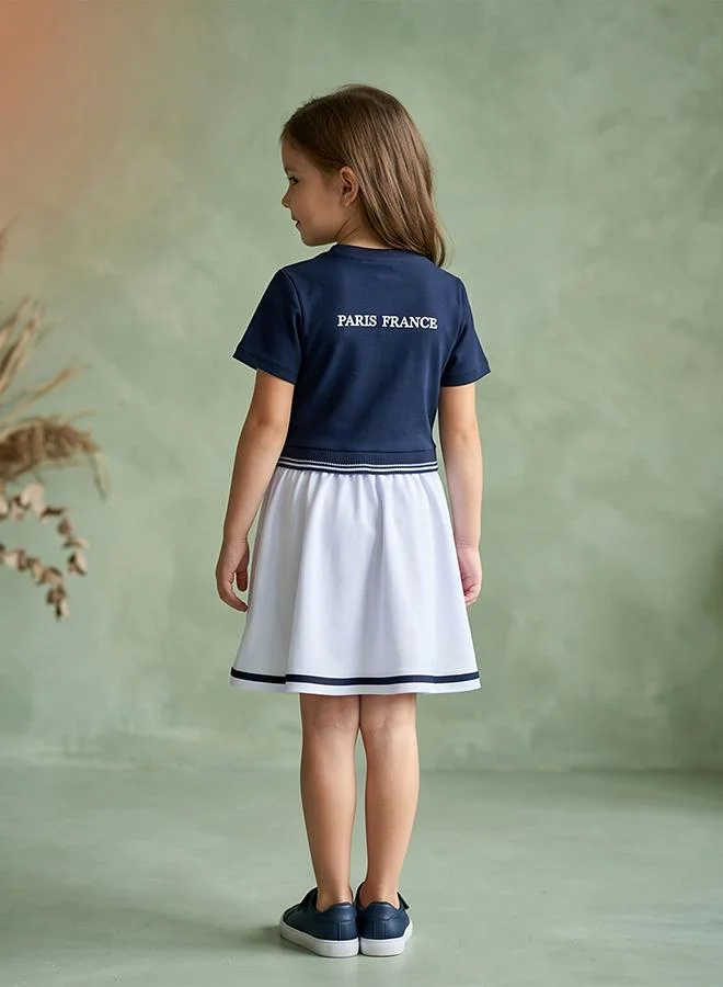 Babies & More Babies & More Toddler Girls Multicolor Short Sleeve Collar Dress