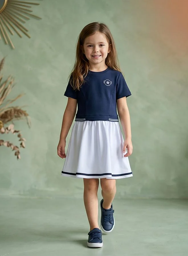 Babies & More Babies & More Toddler Girls Multicolor Short Sleeve Collar Dress