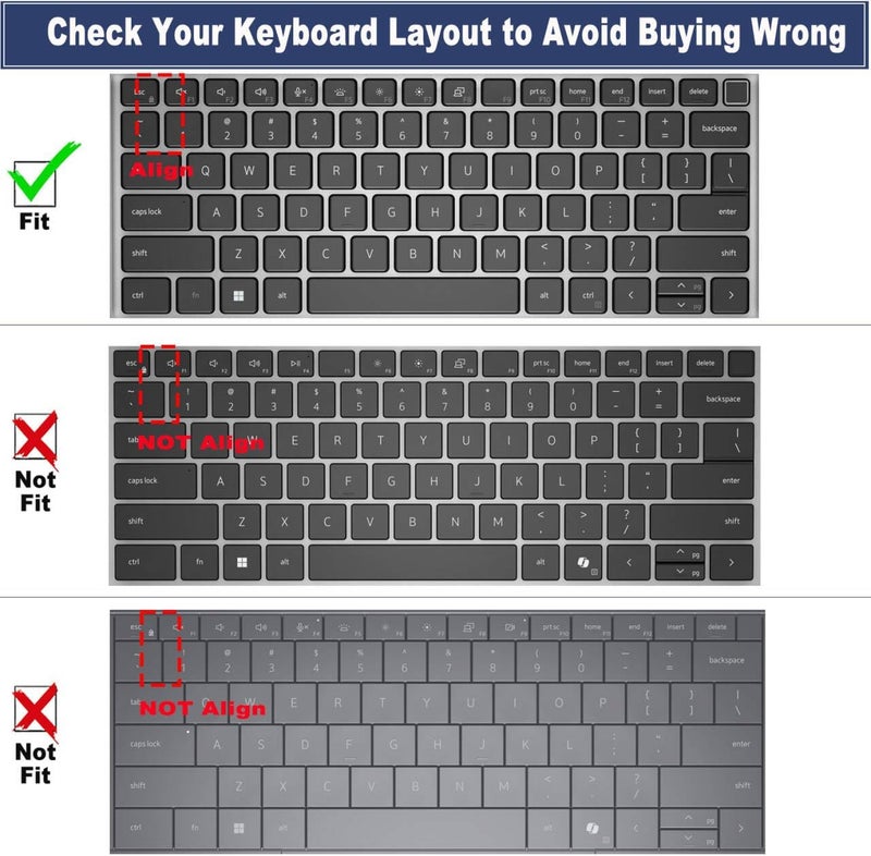 غطاء لوحة المفاتيح لجهاز Dell Latitude 3440 3450 5450 5440 5430 5431 5420 14 بوصة، Latitude 14 بوصة 7450 7440 7430 7420 7410 9420 9430، Latitude 16 بوصة 7650 7640، Latitude 9520 9510 7520 15.6 بوصة 2024-2022 - أسود - Image 2