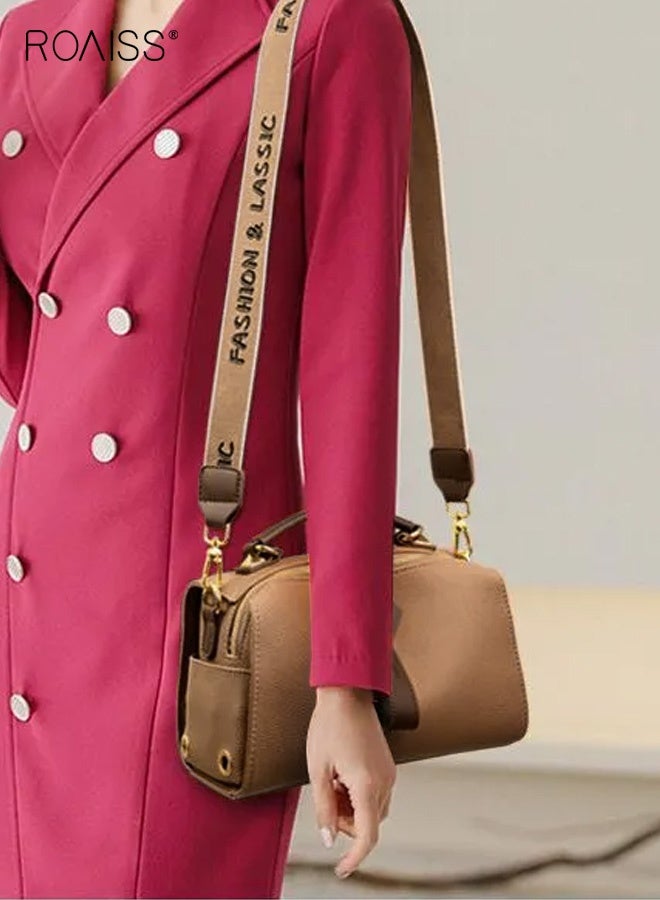 roaiss Women's New Fashion Bags Soft Leather Simple Classic Crossbody Bag Double Layer Compartment Zippers Closure Handbag Boston Bag  - Image 1