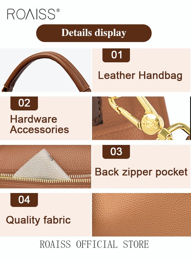 roaiss - Women's New Fashion Bags Soft Leather Simple Classic Crossbody Bag Double Layer Compartment Zippers Closure Handbag Boston Bag - Image 1