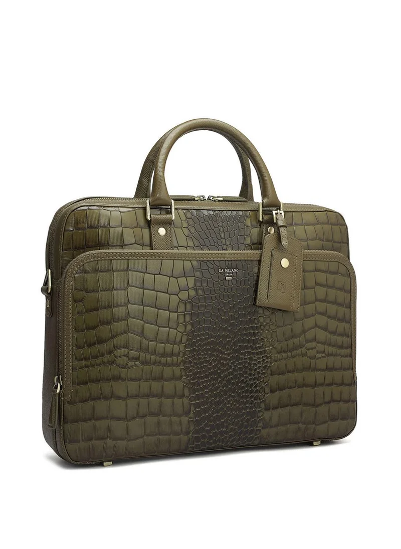 Da Milano Genuine Leather Green Computer Bag