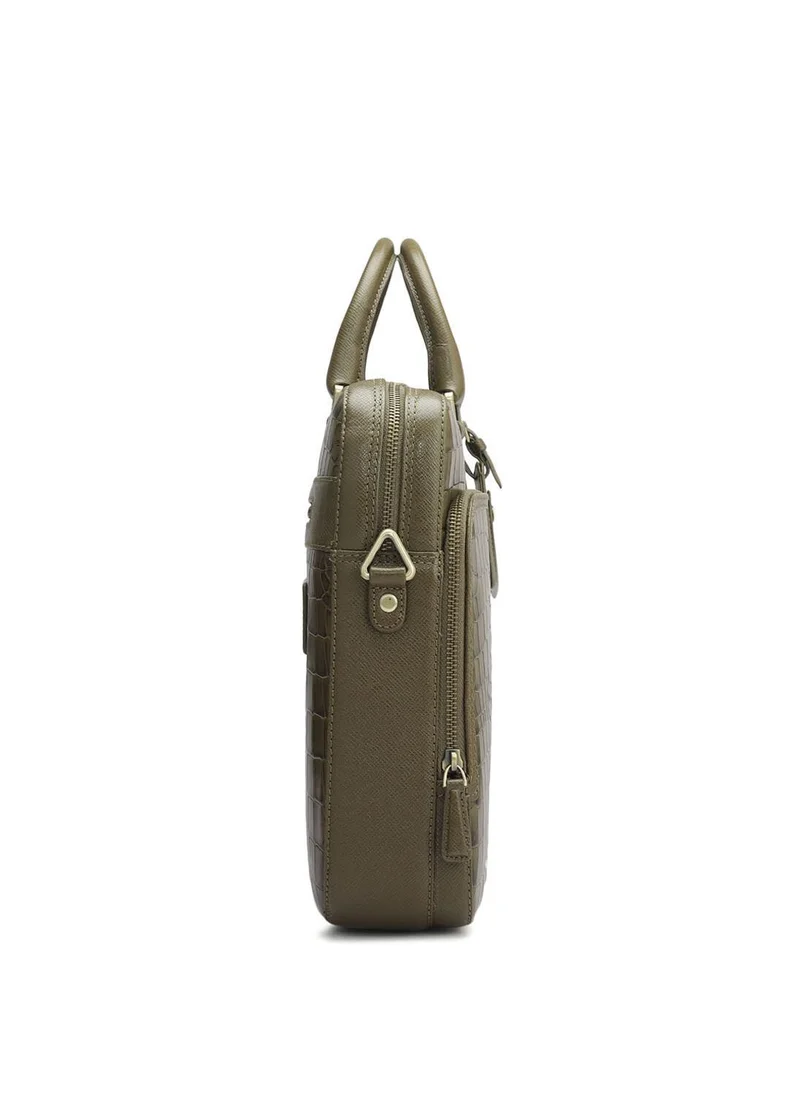 Da Milano green Genuine Leather Green Computer Bag for Men | Best Price UAE