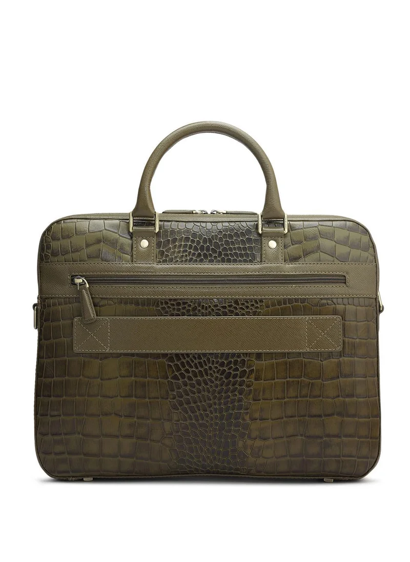 Da Milano green Genuine Leather Green Computer Bag for Men | Best Price UAE