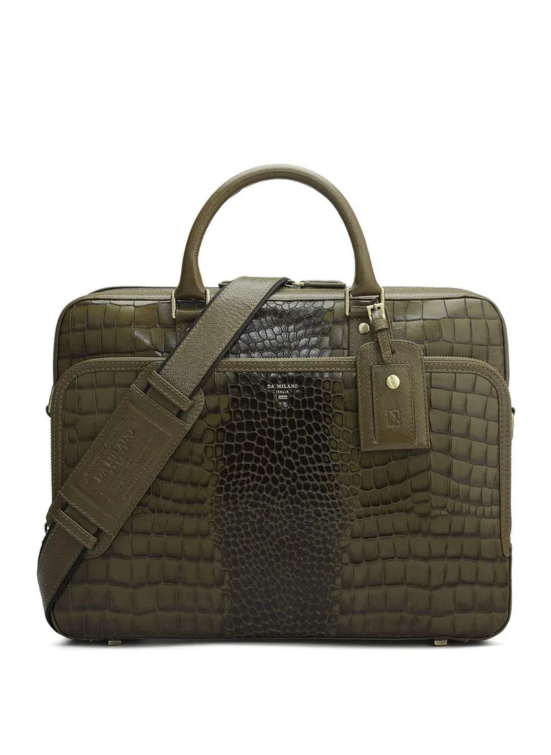 Da Milano Genuine Leather Green Computer Bag