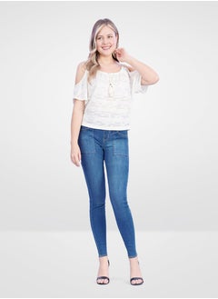 Web Denim Web Denim Blue Highwaist Jegging Pant Fashionable Comfort Fit Casual Cotton Jegging With Pockets For Women  - Image 1