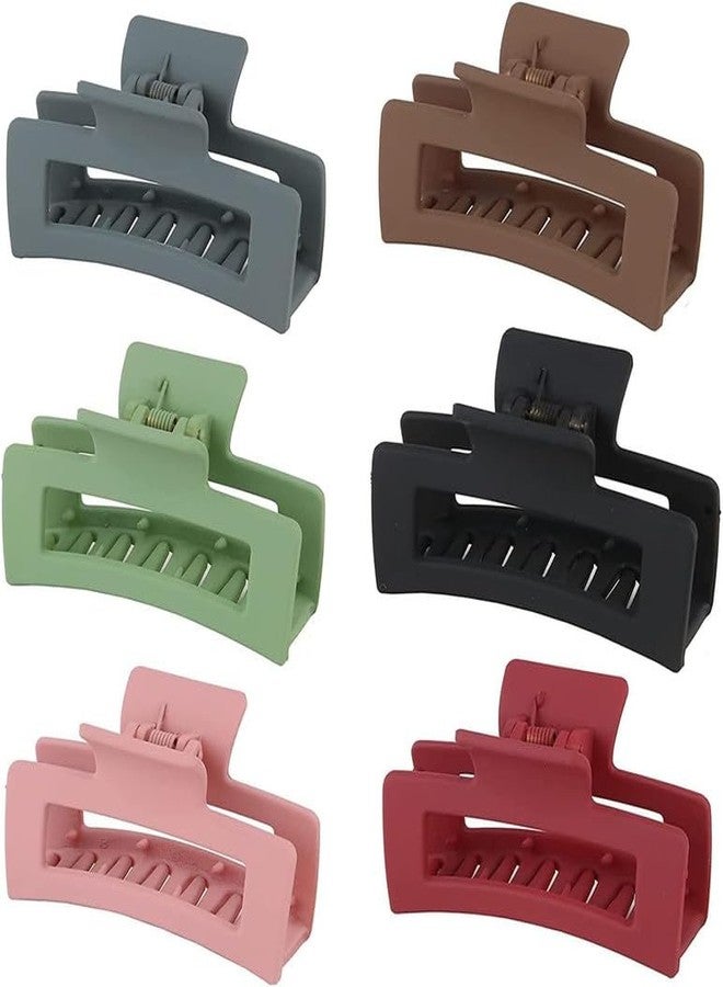 Minta 6 Pieces Rectangular Hair Clips, Hair Clips for Matte Women, Non-Slip Hair Clip, Large Plastic Claw Hair Clips, Multicolor Hair Clip, for Women and Girls - Image 1