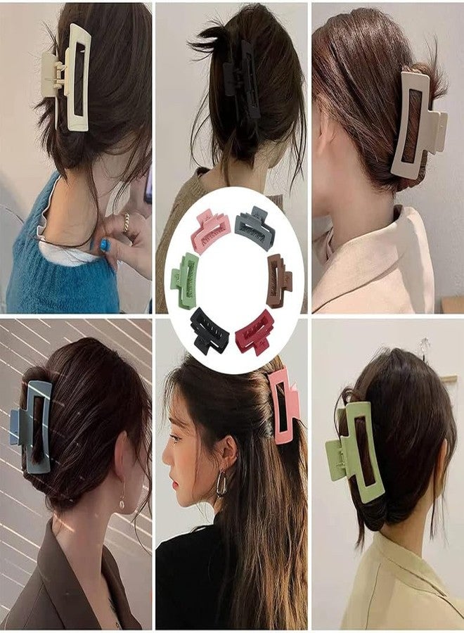 Minta 6 Pieces Rectangular Hair Clips, Hair Clips for Matte Women, Non-Slip Hair Clip, Large Plastic Claw Hair Clips, Multicolor Hair Clip, for Women and Girls - Image 5