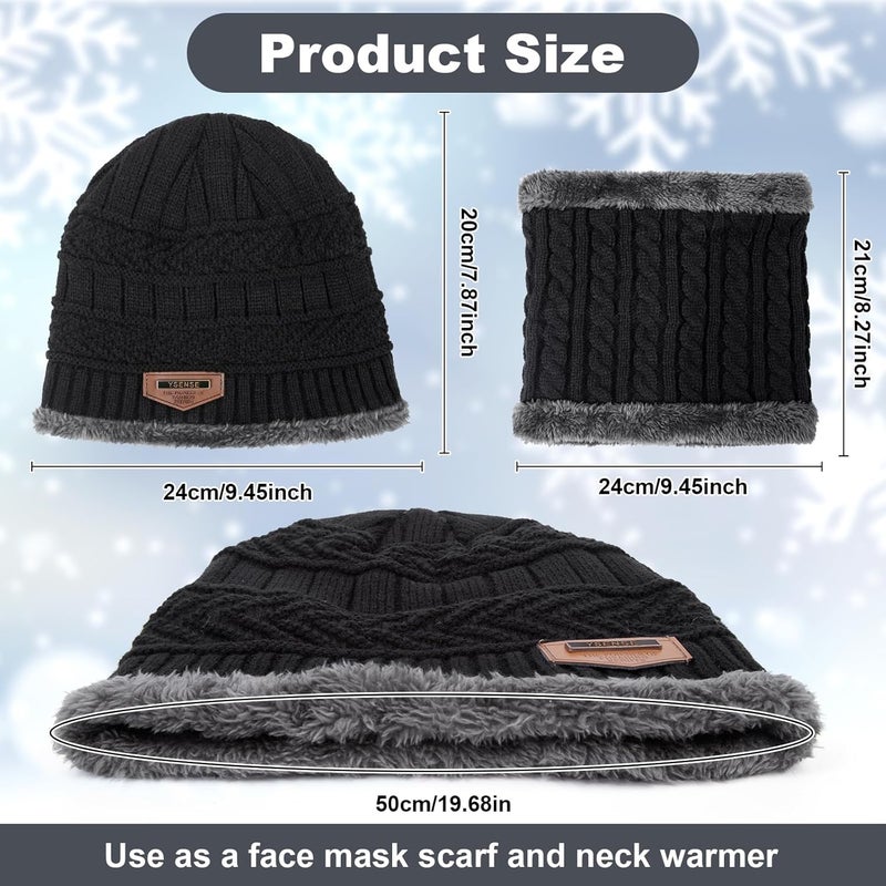 YSense 3 Pcs Boys Girls Winter Beanie Hat Scarf Gloves Set Thick Knitted Warm Toddler Winter Hat Mittens Neck Warmer for Kids - Image 3