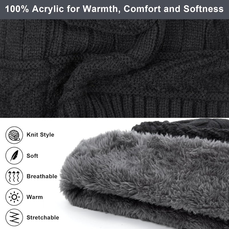 YSense 3 Pcs Boys Girls Winter Beanie Hat Scarf Gloves Set Thick Knitted Warm Toddler Winter Hat Mittens Neck Warmer for Kids - Image 5