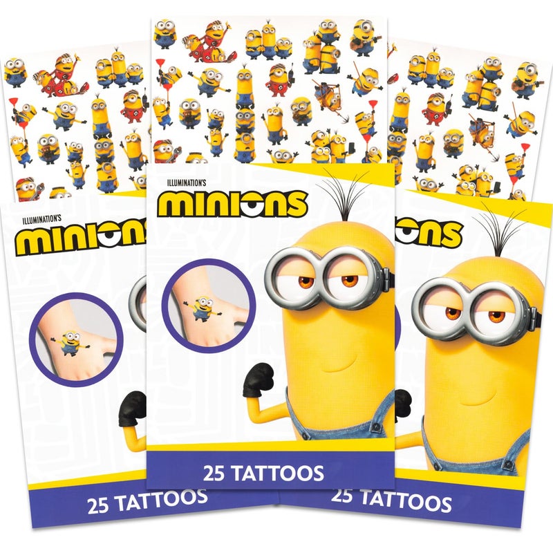 Despicable Me Minions Tattoos Party Favors Pack Bundle 75 Ct Minions Temporary Tattoos for Kids Boys and Girls Minions Party Supplies Minions Activity - Image 2