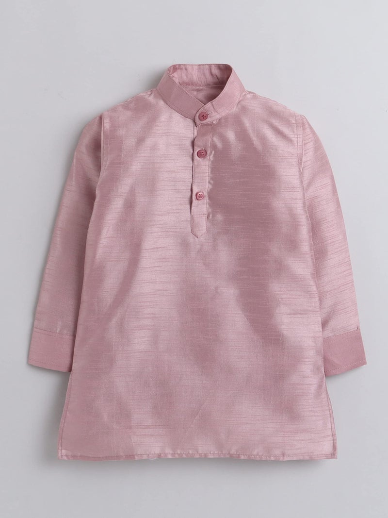 AHHAAAA Kids Ethnic Cotton Silk Blend Solid Nehru Modi Jacket Kurta & Pyjama Set For Boys 8104 (5-6 Years, Pink) - Image 4
