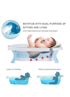 Arabest Baby Folding Bathtub, Foldable Baby Bathtub with Temperature Sensing,Portable Safe Shower Basin with Support Pad for Newborn/Infant/Toddler,Sitting Lying Large Safe Bathtub (Blue)  - Image 3