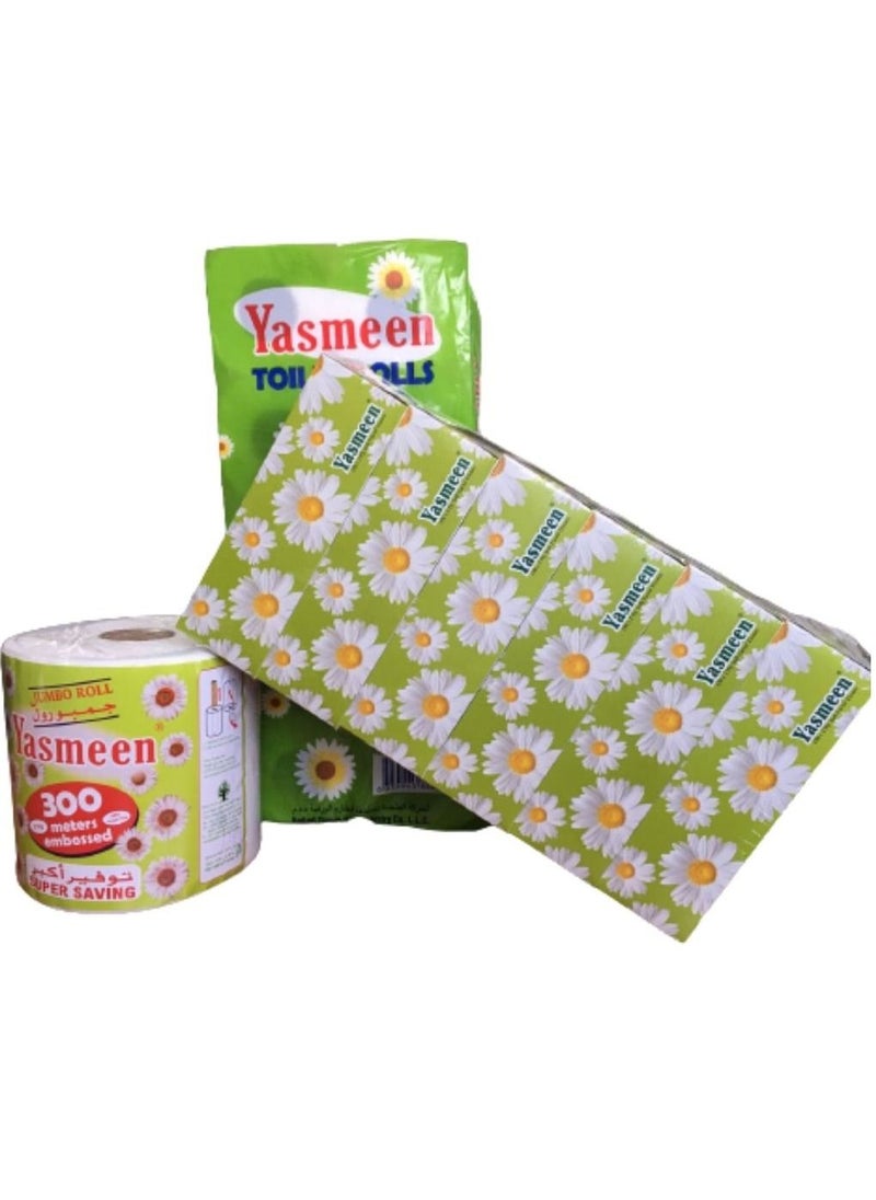 Yasmeen Facial Tissue 150sheets - Combo Offer with Yasmeen Toilet Roll and Kitchen Roll  - Image 3