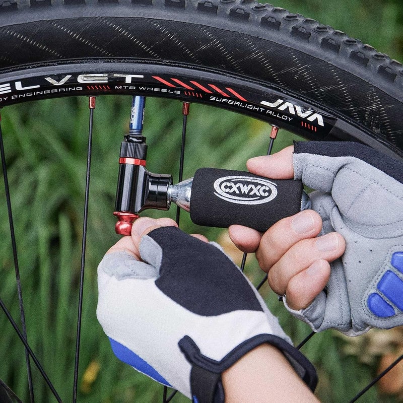 Kadacha CO2 Inflator Kit with 5 X 16g CO2 Threaded Cartridges- Presta & Schrader Valve Compatible -Portable CO2 Bike Tire Pump Come with Glueles Repair Kit for Road & Mountain Bike - Image 3