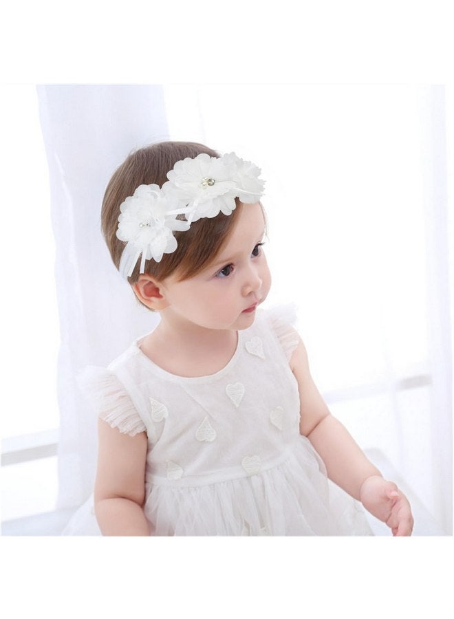 Fmeida Flower Headband for Baby Girl Floral Headbands Crown Baptism Hairband White Hair Accessories - Image 4