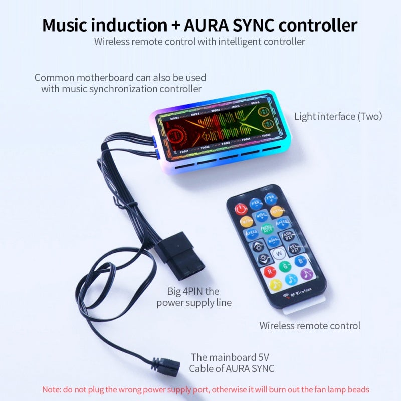 RGB Controller: White, Music Rhythm, Motherboard Synchronous - Wireless Remote Control, AURA Sync Controller for PC Enthusiasts - Image 5