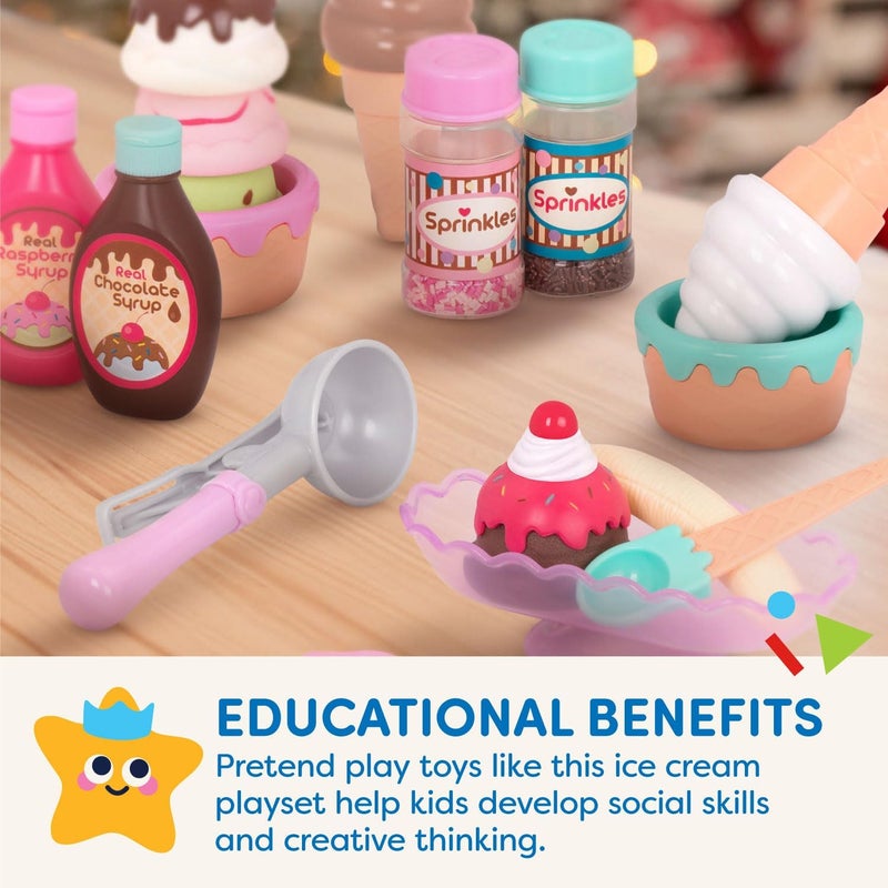 BATTAT Play Circle – Toy Food – Ice Cream Set – Kitchen Accessories For Kids – Pretend Play – 3 Years + – Sweet Treats Ice Cream Parlour - Image 2