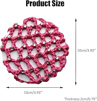 Quupy 6PCS Crochet Bun Cover Snood Hair Net Rhinestone Decor Colorful Knit Mesh Fabric Bun Holders for Women Girls Ballet Dance Skating Office Pro Random Color Delivery - Image 2