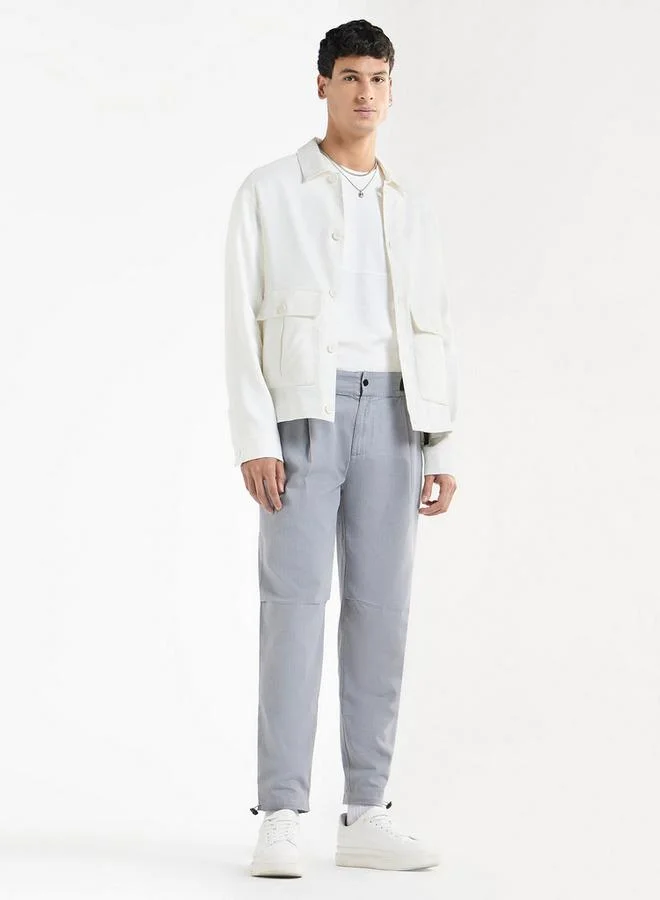 سبلاش فيڤ بنطلون بارز الملمس بقصة عادية وخصر مرن وحزام وجيوب