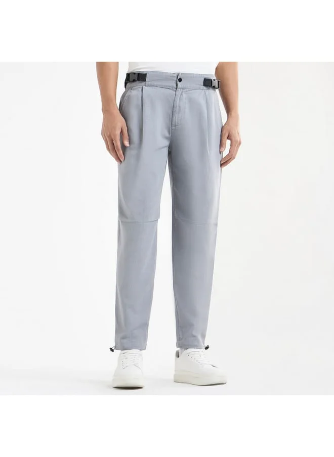 FAV Textured Regular Fit Flexi Waist Trousers with Belt Detail and Pockets