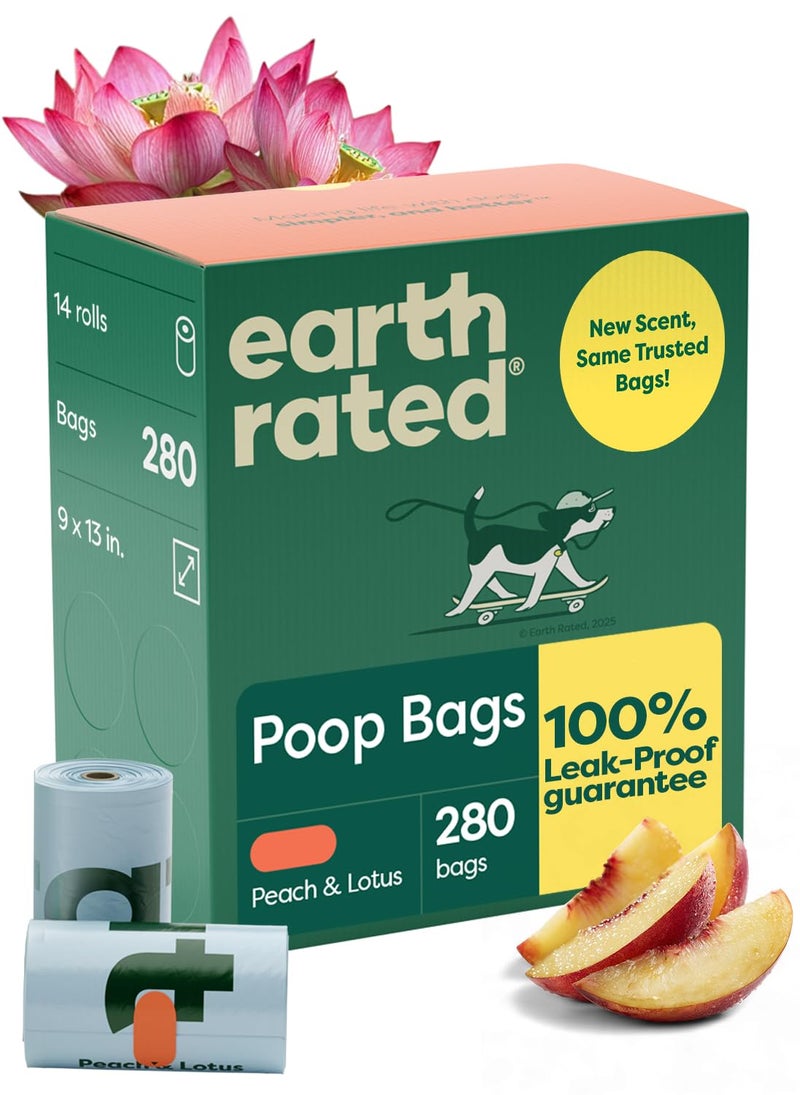 Earth Rated Poop Bags for Dogs Guaranteed Leak Proof and Extra Thick Waste Bag Refill Rolls Peach and Lotus 280 Count - Image 2