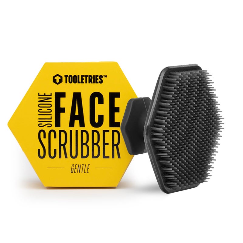 Tooletries - Men's Face Scrubber - Premium Silicone Facial Cleansing Brush, Gentle Exfoliator Pad & Soft-Touch Massager - Removes Dead & Dry Skin - Long Lasting Shower Accessories - Charcoal - Image 1