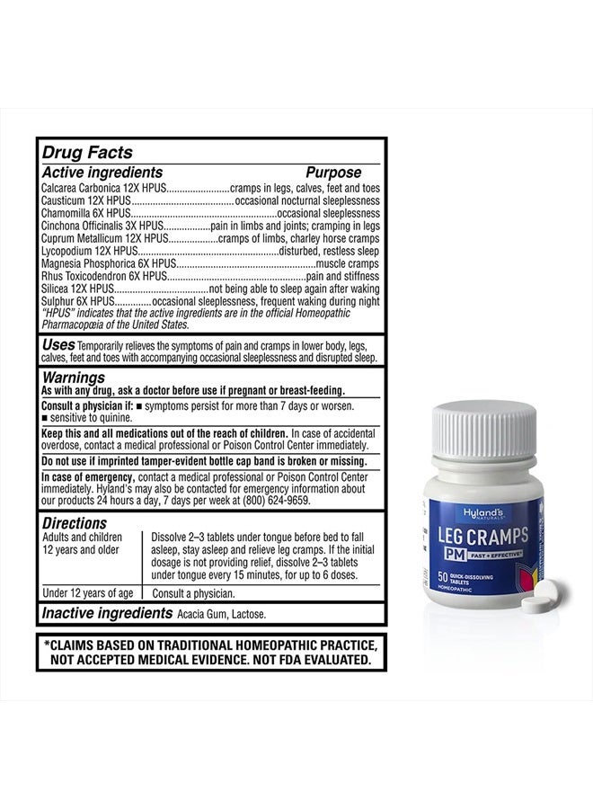 Hyland's Hyland''s Leg Cramps PM Nighttime Cramp Relief Tablets, 50 Count (Pack of 2) - Image 2