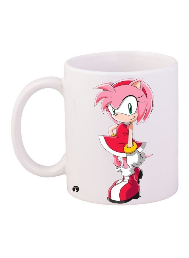 Sonic Printed Coffee Mug White/Pink/Yellow 11ounce