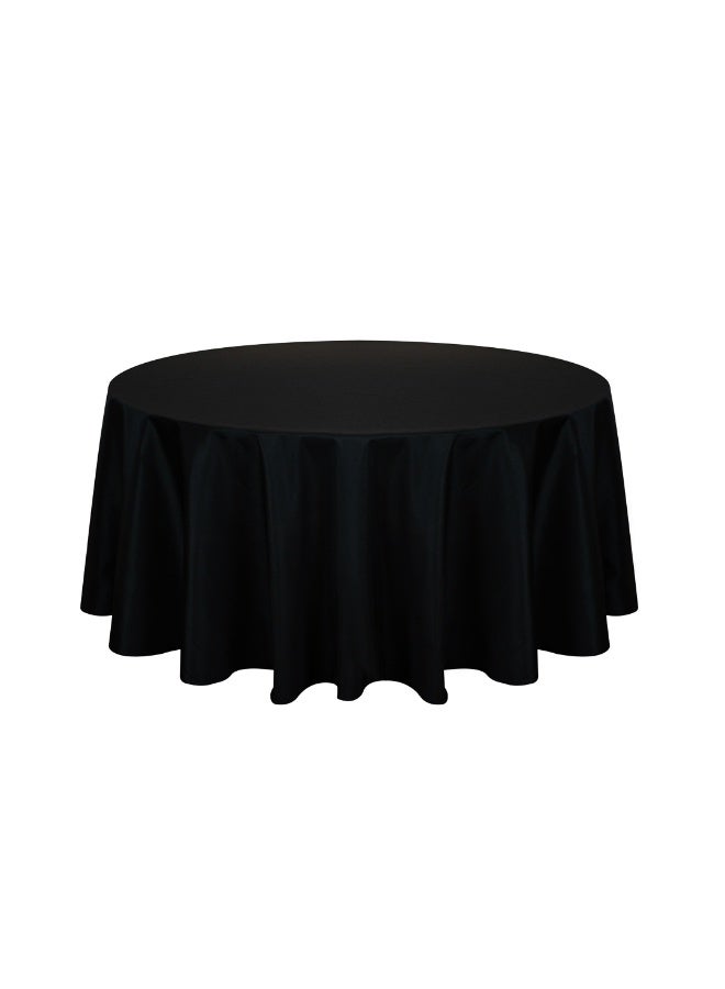 Restaurantware Table Tek 120 Inch Table Covers, 10 Round Wedding Tablecloths - Washable, Wrinkle-Free, Black Polyester Banquet Tablecloths, Hemmed, For Parties, Holidays, or Buffets  - Image 1