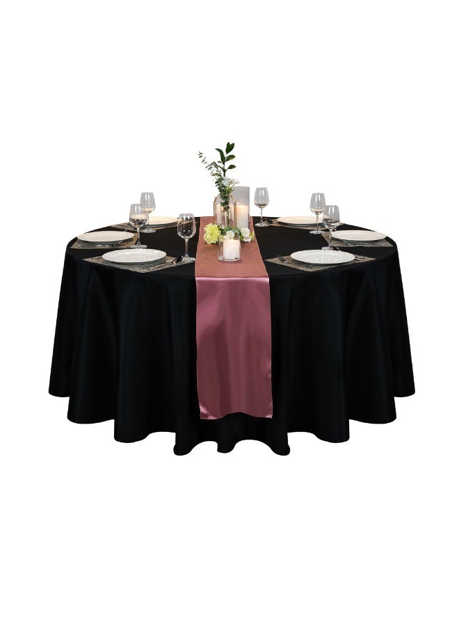 Restaurantware Table Tek 120 Inch Table Covers, 10 Round Wedding Tablecloths - Washable, Wrinkle-Free, Black Polyester Banquet Tablecloths, Hemmed, For Parties, Holidays, or Buffets  - Image 2