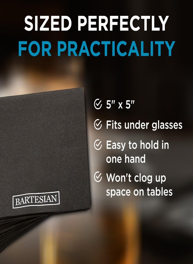 Bartesian Black Paper Cocktail Napkins - Elegant Soft Absorbent Party Bar Napkins for Cocktails & Mocktails - Sophisticated Decorative Beverage Napkin Set for Home Bars - 5 x 5 Inches, 50 Pack - Image 4