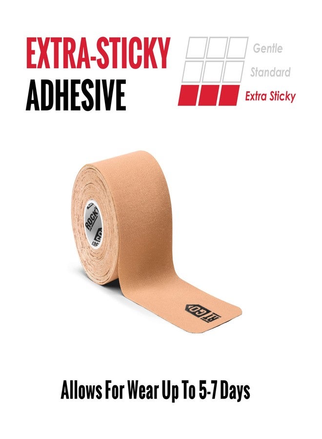 RockTape Go Extra-Sticky Adhesive Pre-Cut Kinesiology Tape (Beige) - Image 2