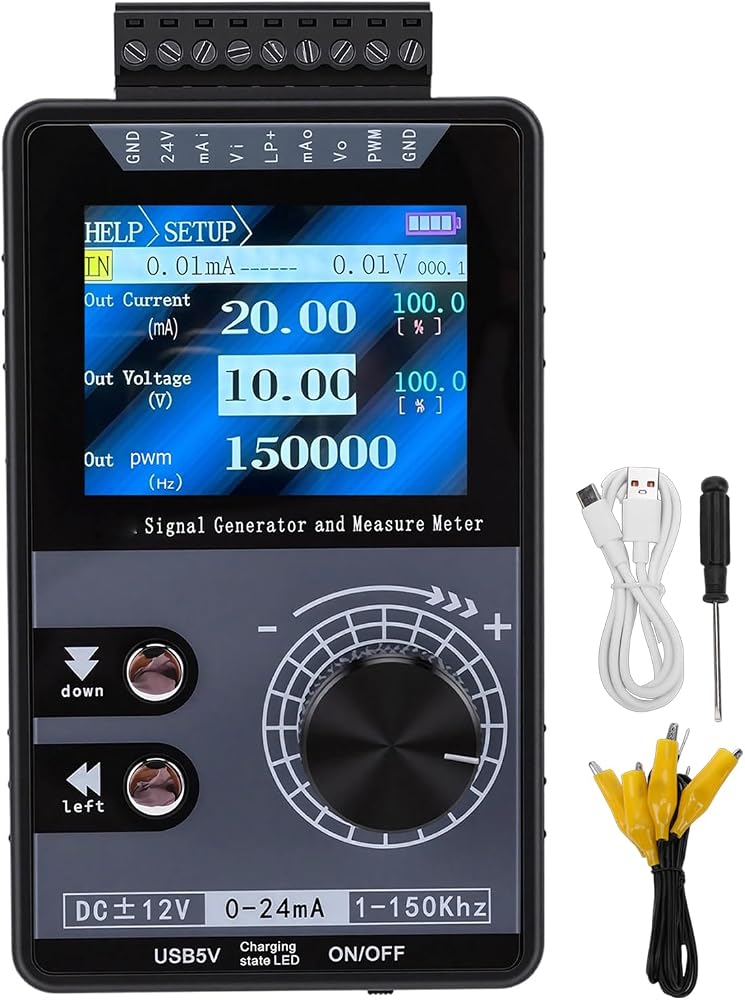Generic 4-20mA Current Voltage Signal Generator, Built-in Battery Power Supply Interface Analog Simulator, LED Test Calibration PWM Pulse 1-150kHz, for PLC, Panel Debugging - Image 1