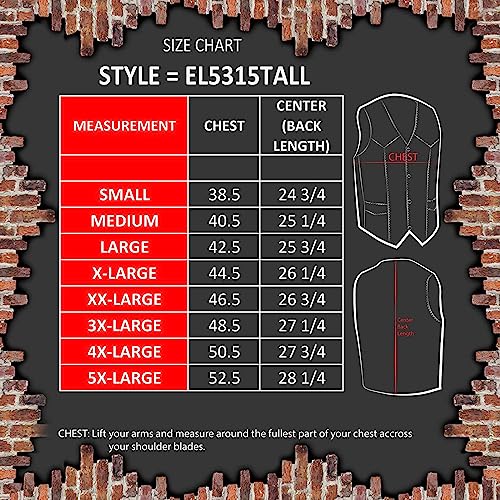 EVENT LEATHER EL5315TALL Black Motorcycle Leather Vest for Men's Tall Sizes Riding Club Adult Motorcycle Vests - Medium-Tall - Image 3