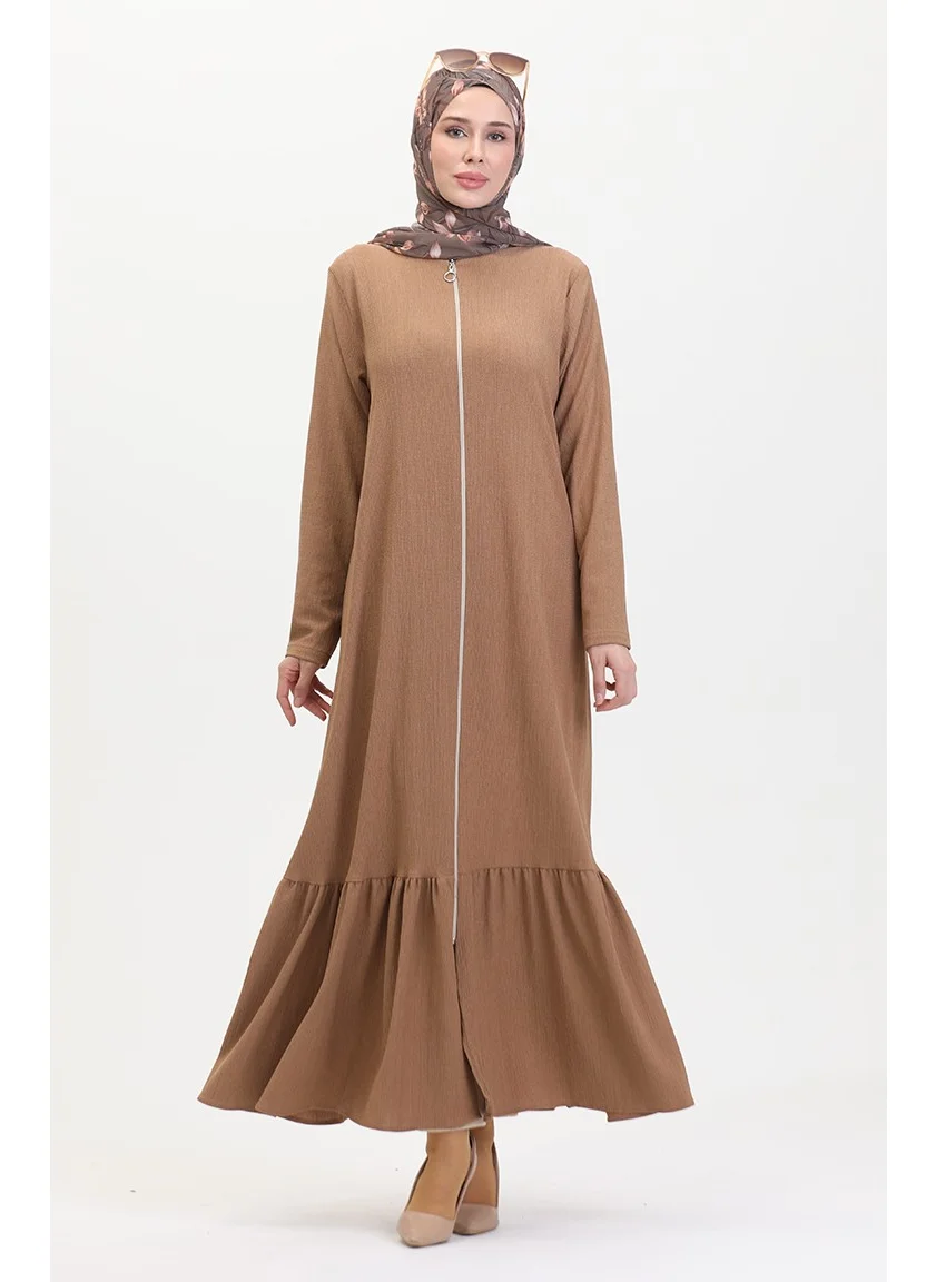 Sefa Merve Skirt Frilled Abaya 5109-02 Mink