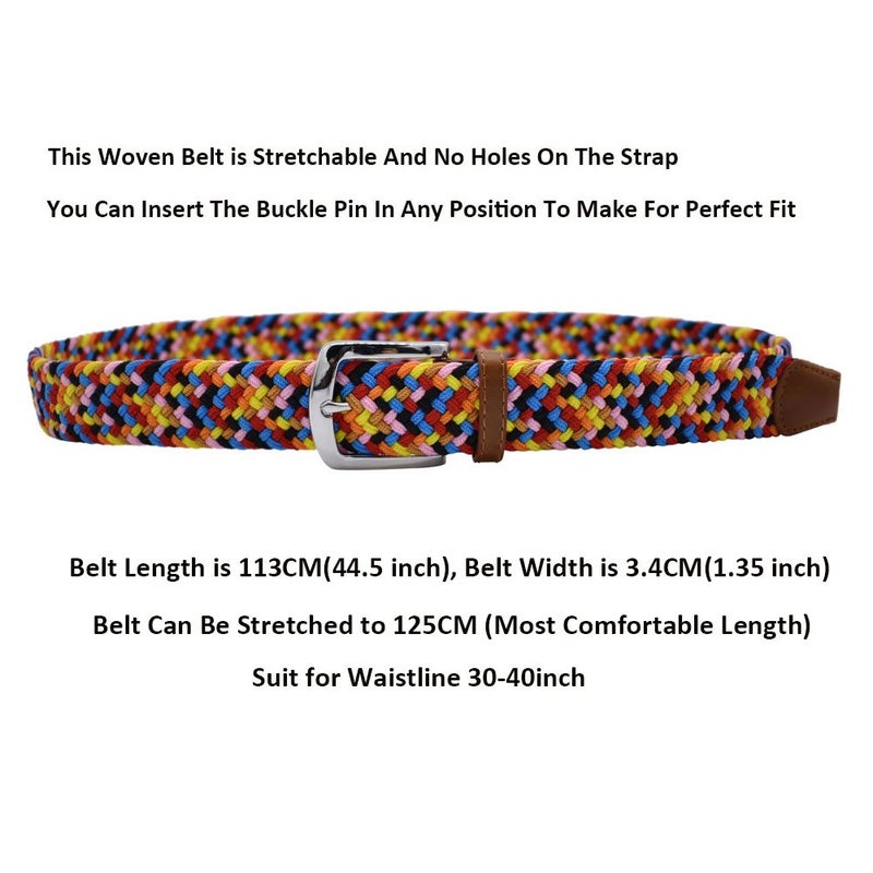 VONSELY Stretch Belt, Elastic Belts Braided Fabric Belt Colorful Woven Belts - Image 4