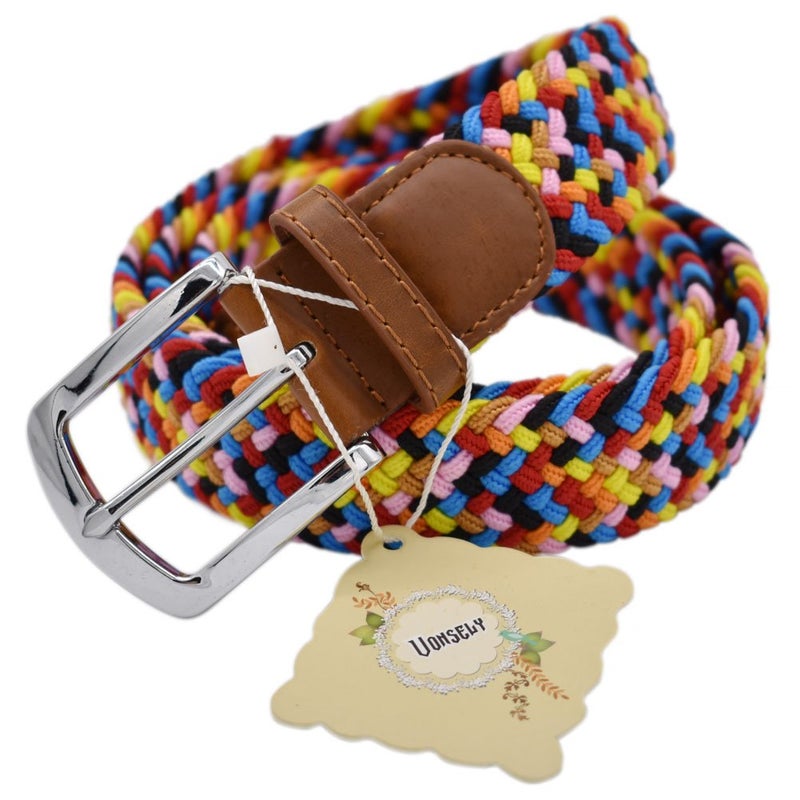 VONSELY Stretch Belt, Elastic Belts Braided Fabric Belt Colorful Woven Belts - Image 2