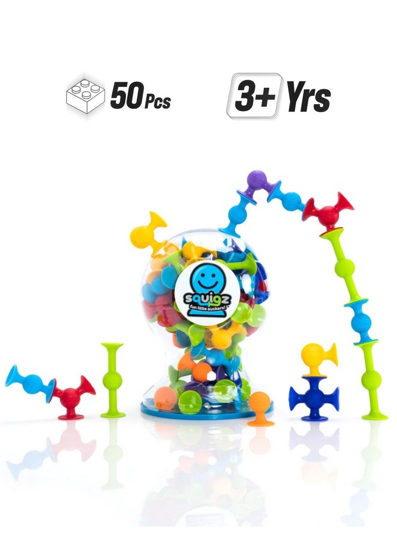Fat Brain Toys Fat Brain Toys Squigz Deluxe Set - 50-Piece Suction Construction Toy for Ages 3+  - Image 1