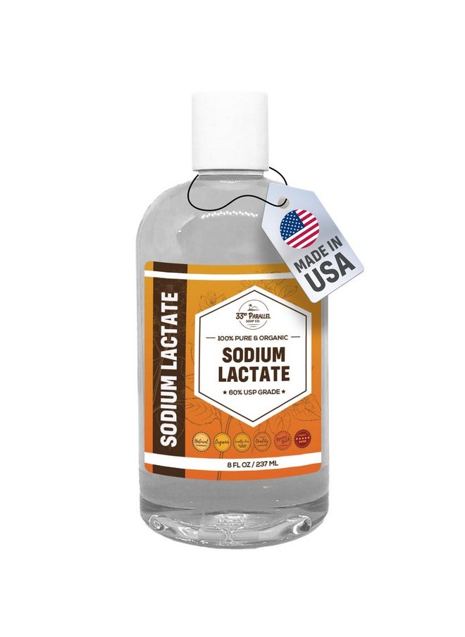 33RD PARALLEL SOAP CO. Sodium Lactate (8 oz) for Soap Making & Lotions, Premium Sodium Lactate Liquid, 60% Concentration, Cosmetic Grade, Moisturize Anti-Aging, Makes Soap Harder | 8 FL OZ  - Image 1