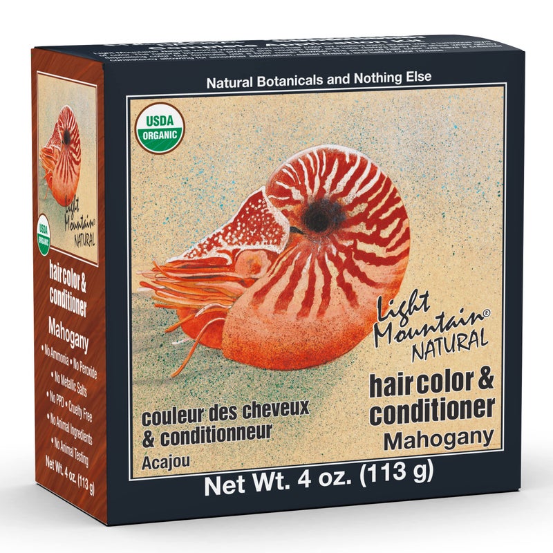 Light Mountain Henna Hair Color & Conditioner - Mahogany Hair Dye for Men/Women, Organic Henna Leaf Powder and Botanicals, Chemical-Free, Semi-Permanent Hair Color, 4 Oz - Image 1