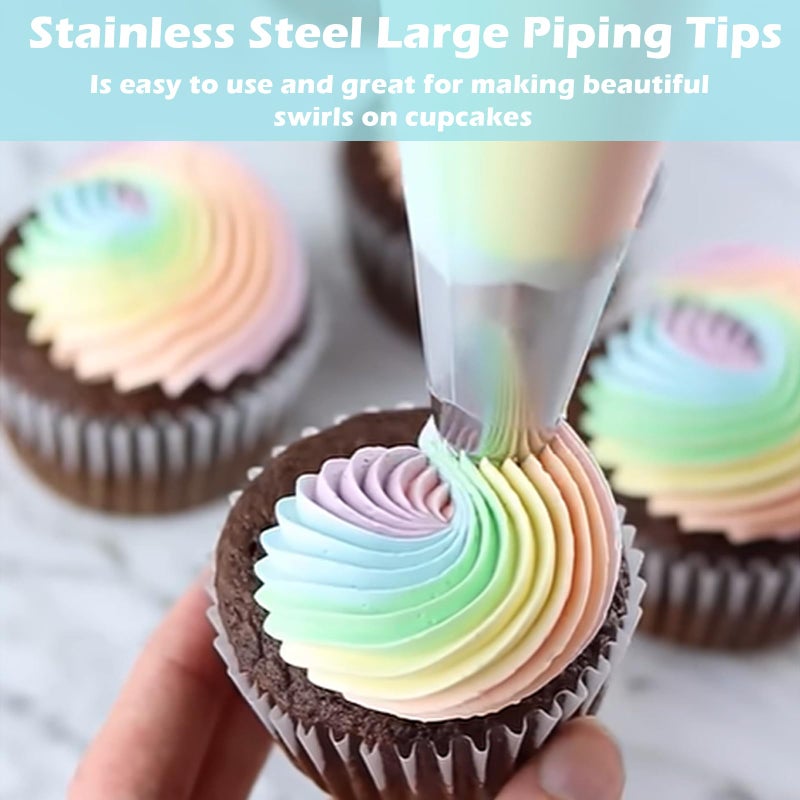 Hendiy 5 Pieces Churro Piping Tips, Stainless Steel 9FT Large Piping Tip Churro Maker Icing Tips, Pastry Tips for Cake Decorating Frosting Tip - Image 3