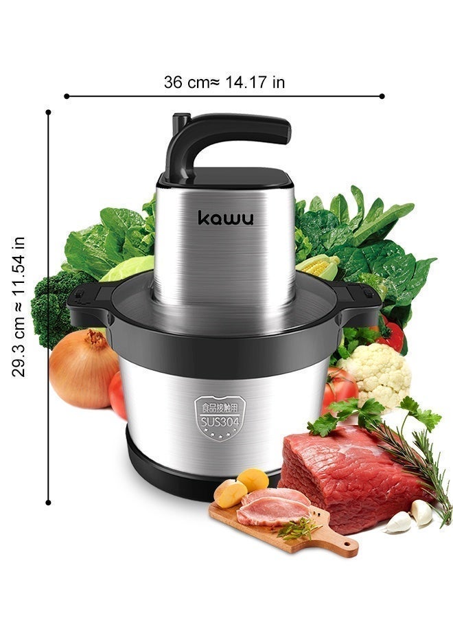 Kawu 1000W 6L Food Processor: Electric Meat Grinder & Vegetable Slicer, 4 Precision Steel Blades, Dual-Speed Chopper, Secure Lock, Full Steel Body for Kitchen, Restaurants & Eid Gatherings - Image 4