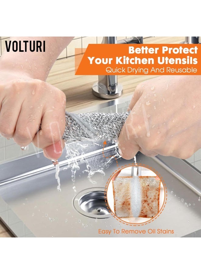 VOLTURI Non Scratch Wire Dish Cloth (Pack of 10), Steel Scrubber for Utensils Cleaning, Multipurpose Wet and Dry Cleaning, Stainless-Steel Dish Wash Scrubber for Washing Dishes, Sinks, Counters - Image 4