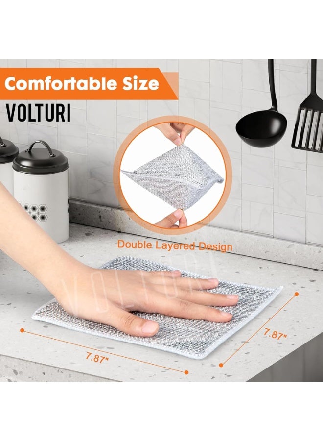 VOLTURI Non Scratch Wire Dish Cloth (Pack of 10), Steel Scrubber for Utensils Cleaning, Multipurpose Wet and Dry Cleaning, Stainless-Steel Dish Wash Scrubber for Washing Dishes, Sinks, Counters - Image 2