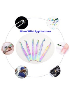 DAODER Weezers For Eyelash Extension And Lash Clusters 6Pcs Professional Tweezers Set By Daoder High Precision Straight Curved Pointed Tweezers With Pu Storage Case (6Pcs Set)  - Image 4