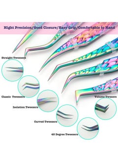DAODER Weezers For Eyelash Extension And Lash Clusters 6Pcs Professional Tweezers Set By Daoder High Precision Straight Curved Pointed Tweezers With Pu Storage Case (6Pcs Set)  - Image 2