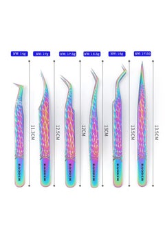 DAODER Weezers For Eyelash Extension And Lash Clusters 6Pcs Professional Tweezers Set By Daoder High Precision Straight Curved Pointed Tweezers With Pu Storage Case (6Pcs Set)  - Image 5
