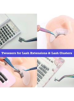 DAODER Weezers For Eyelash Extension And Lash Clusters 6Pcs Professional Tweezers Set By Daoder High Precision Straight Curved Pointed Tweezers With Pu Storage Case (6Pcs Set)  - Image 3