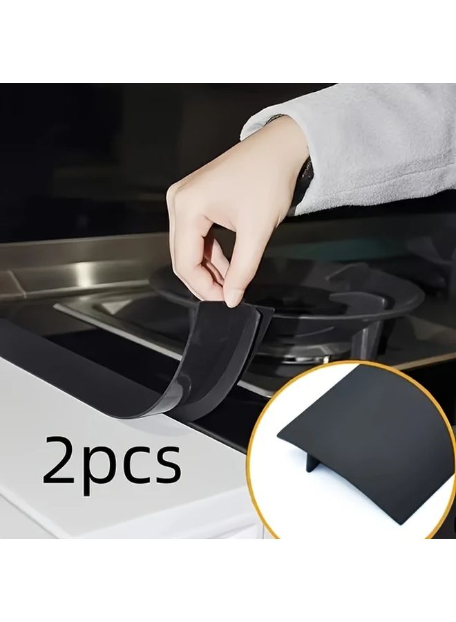 2pcs Black 21 Inch Silicone Stove Seam Cover Heat Resistant Gap Filler for Stoves and Countertops - Image 1